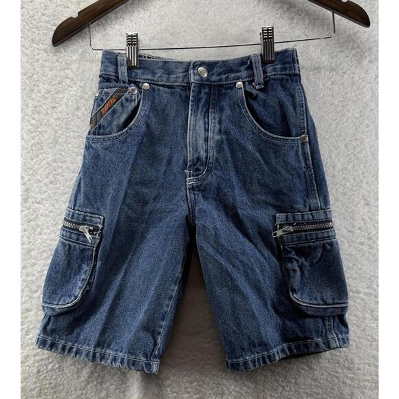 Other - Vintage 90s Boys Zonz Denim Logo Cargo Pocket Skater Jean Shorts Size 6